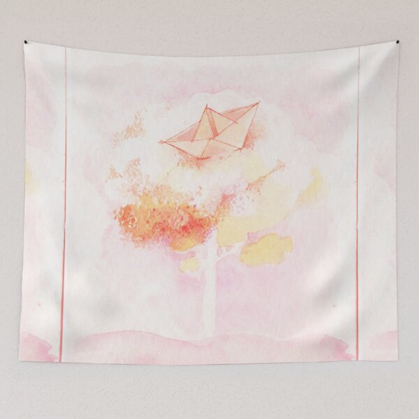 Item preview, little boat over the tree - orange - watercolor designed by Tizi Graphics designed and sold by TiziGraphics.