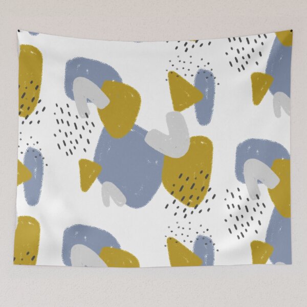 Item preview, Abstract modern pattern (blue/grey/mustard) designed and sold by PaintPsd.