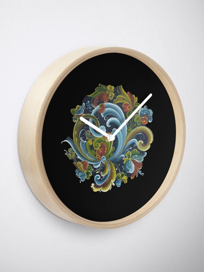 Alternate view of Traditional Norwegian Telemark Rosemaling Clock