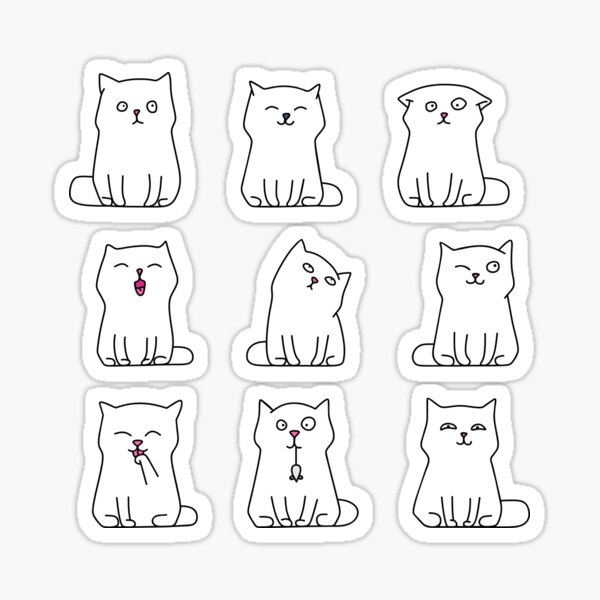 Nine cute white kittens Sticker