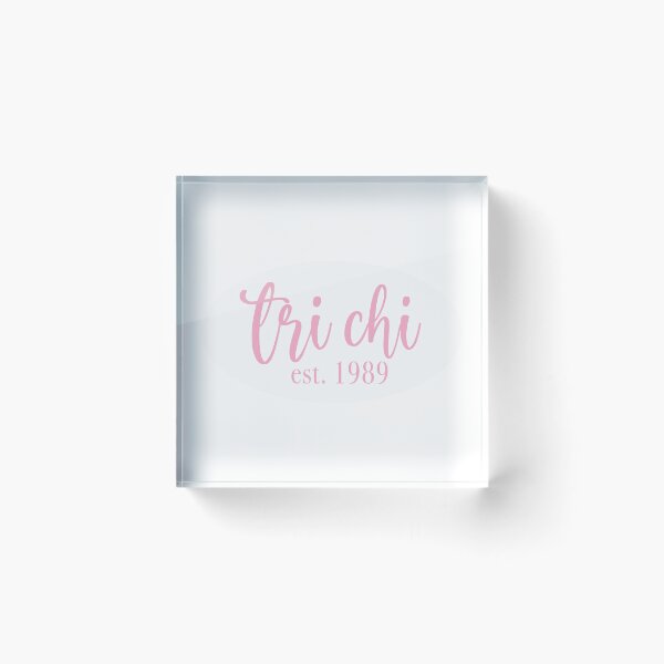 Item preview, tri chi cursive pink oval sticker designed and sold by Madeline McKay.