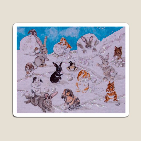 Bunny Snowball Fight Magnet