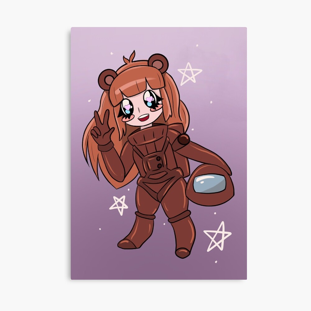 Among Us Brown Cute Bear Crewmate Space Girl Game Print Anime Girl Photographic Print By Moriyama Redbubble