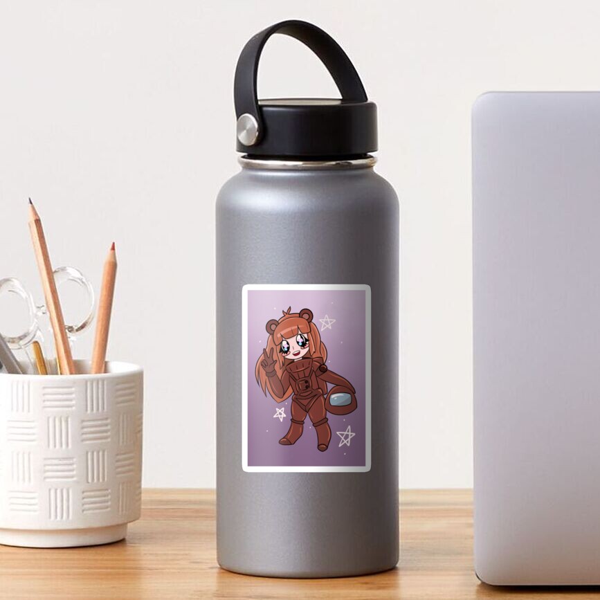 among us brown cute bear crewmate space girl game print anime girl sticker by moriyama redbubble