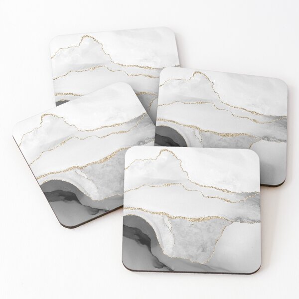 Item preview, Watercolor Agate in Monochrome Faux Glitter Veins designed and sold by PixDezines.