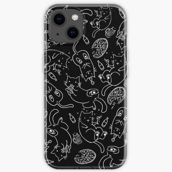 Cat Party (White on Black) iPhone Soft Case