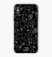 Cat Party (White on Black) iPhone Case