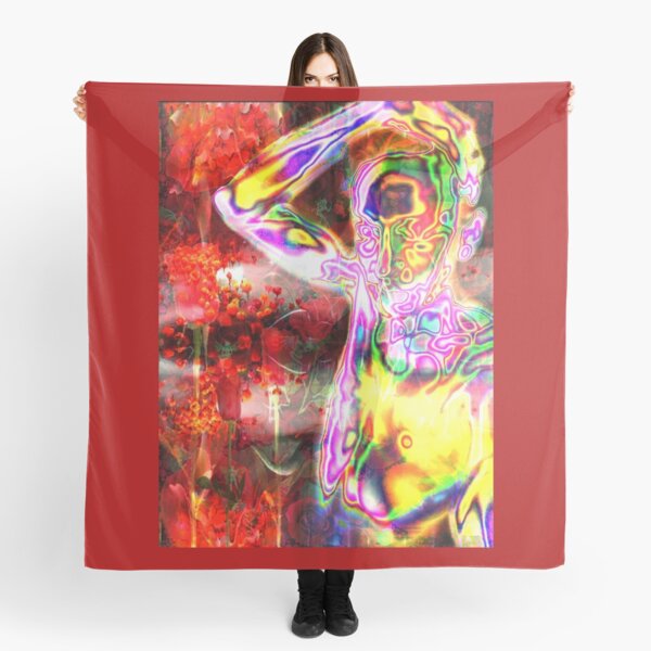 Neon Selfie Over Roses Scarf