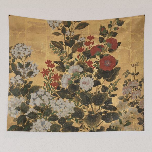 Item preview, Flowers & Grapes Vintage Japanese Floral Gold Leaf Screen designed and sold by Vicky Brago-Mitchell®.