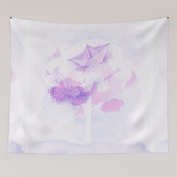 Item preview, little boat over the tree - lilla purple - watercolor designed by Tizi Graphics designed and sold by TiziGraphics.