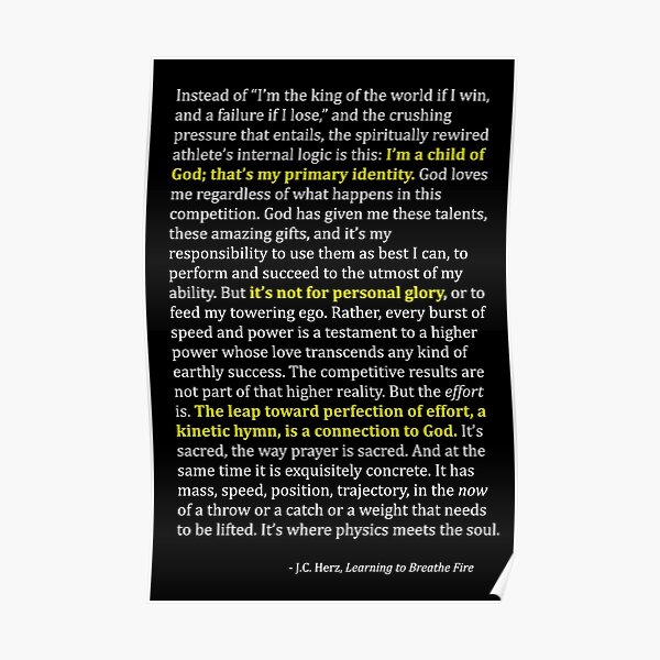 The Spiritually Rewired Athlete - Black and Yellow Poster
