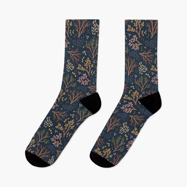Item preview, Autumn Leaves Pattern on Navy designed and sold by Sarah Downen.