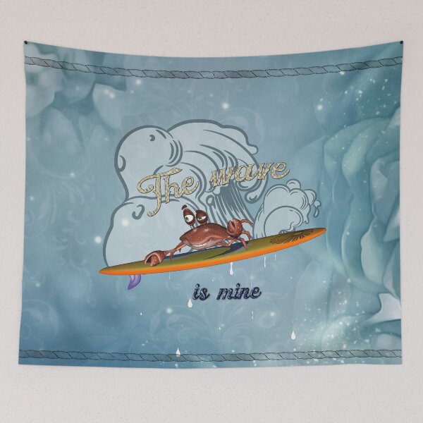Item preview, Funny crab on a surfboard, this wave is mine designed and sold by nicky2342.