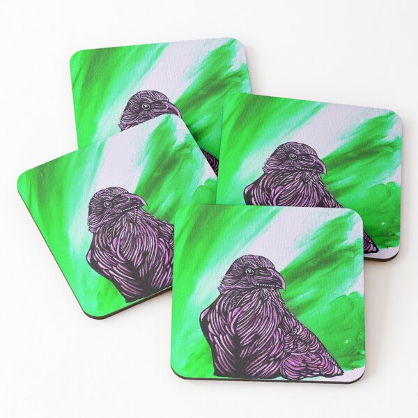 Item preview, Crow with Green Backround designed and sold by SarahRoseArt.