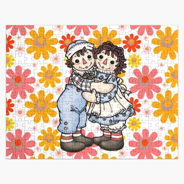 Raggedy Anne and Andy on a Flower Background Jigsaw Puzzle