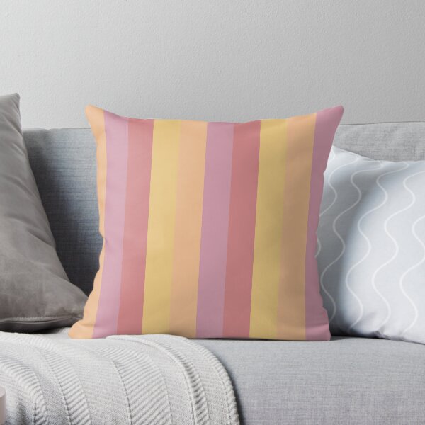 Stipe Pattern Spring Pink and Yellow Colours Throw Pillow