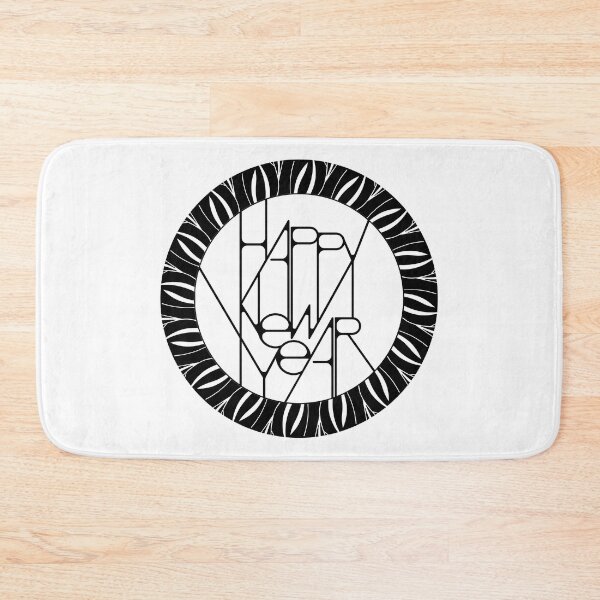 Item preview, Happy New Year Typography Badge - Black and White Holiday Gift designed and sold by © Maya Lavda || wocado.