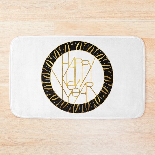 Item preview, Happy New Year Typography Badge - Gold Black Holiday Gift designed and sold by © Maya Lavda || wocado.