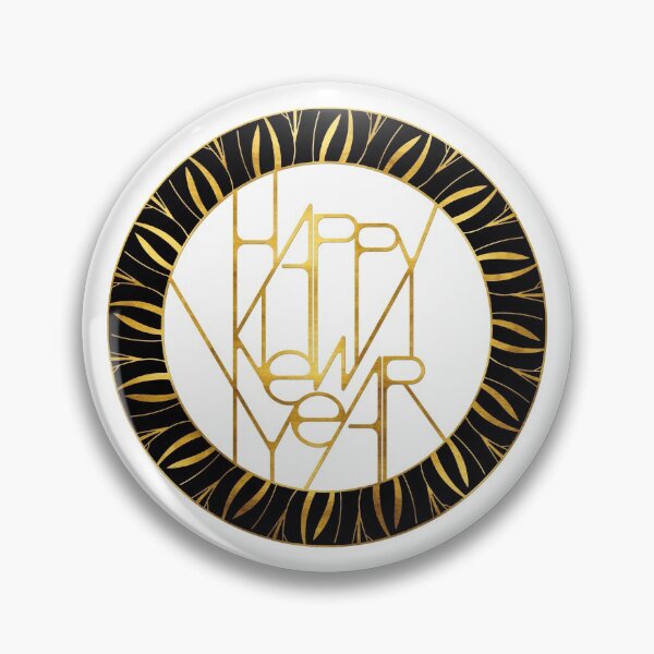 Item preview, Insignia de tipografía de feliz año nuevo - Regalo de vacaciones negro dorado designed and sold by © Maya Lavda || wocado.
