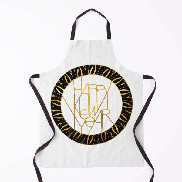 Item preview, Happy New Year Typography Badge - Gold Black Holiday Gift designed and sold by © Maya Lavda || wocado.