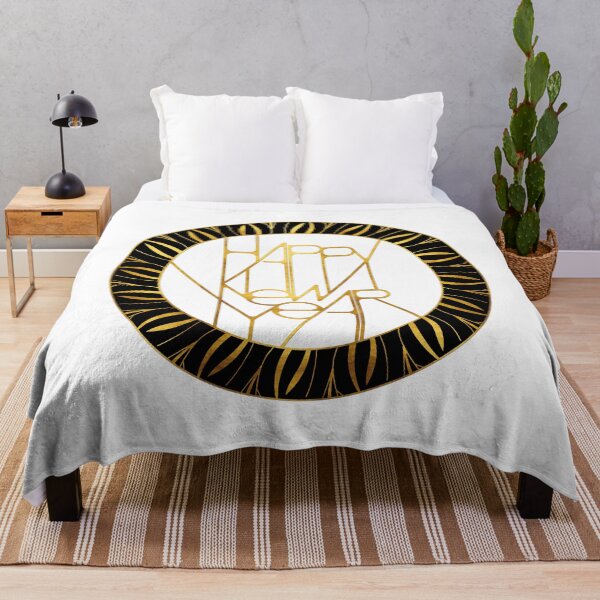 Item preview, Happy New Year Typography Badge - Gold Black Holiday Gift designed and sold by © Maya Lavda || wocado.