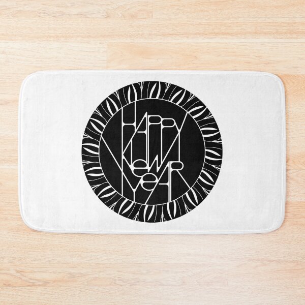 Item preview, Happy New Year Typography Badge - Black and White Holiday Gift designed and sold by © Maya Lavda || wocado.