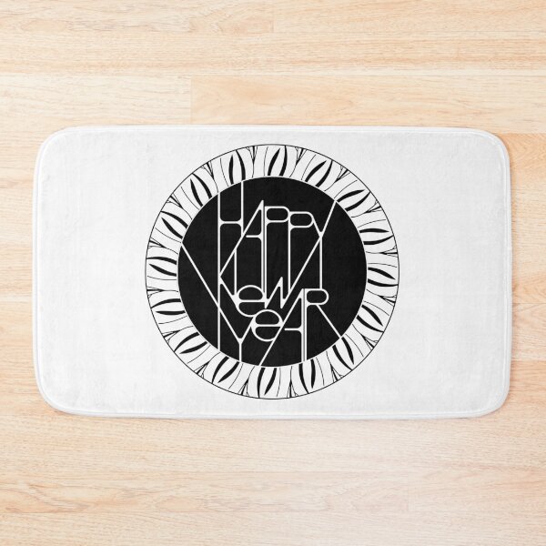 Item preview, Happy New Year Typography Badge - Black and White Holiday Gift designed and sold by © Maya Lavda || wocado.