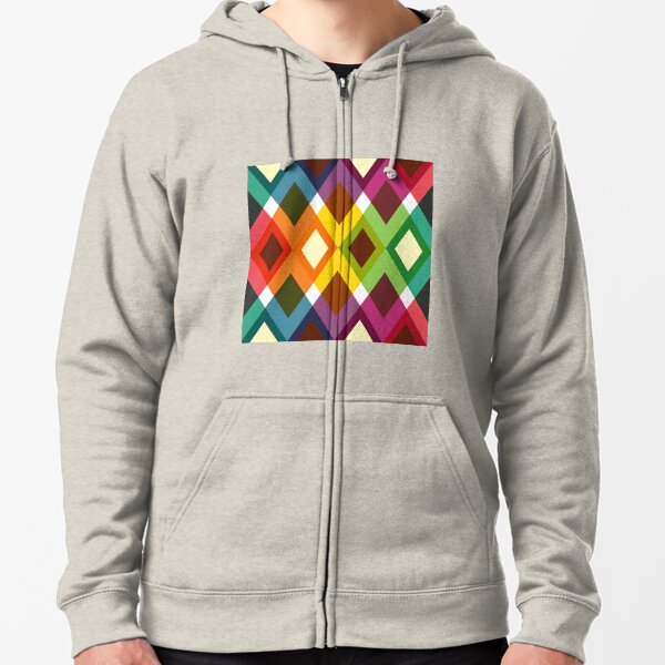 Geometric Pattern 19 (coloful diamonds) Zipped Hoodie