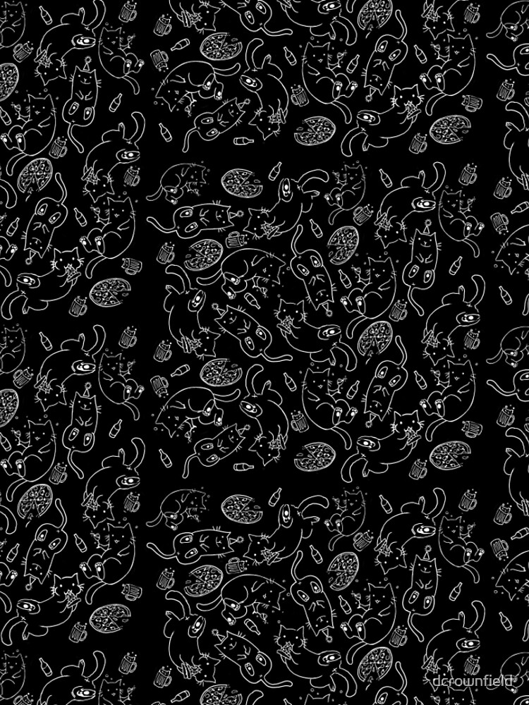 Cat Party (White on Black) by dcrownfield