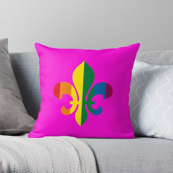 Beige Pillow, Natural Color, Gothic Style Pillow, Fleur-de-lis