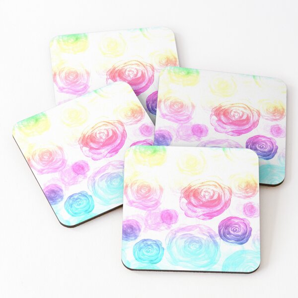 Item preview, Rainbow White Cotton Candy Roses Pattern designed and sold by everything4eva.
