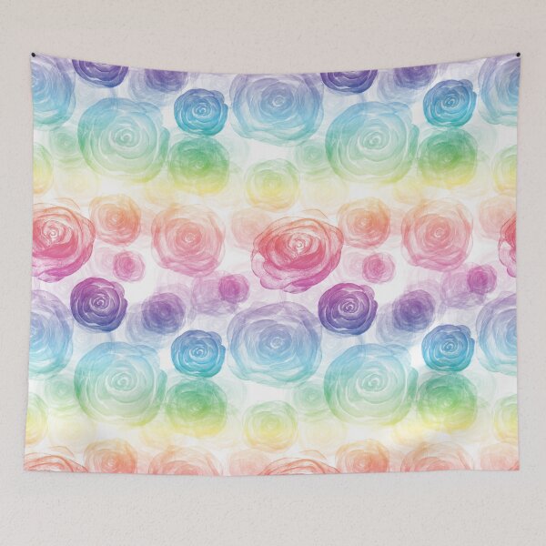 Item preview, Rainbow White Cotton Candy Roses Pattern designed and sold by everything4eva.