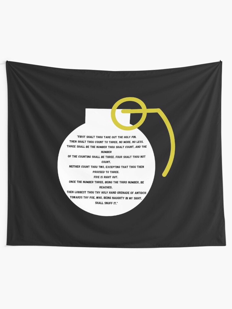 "Holy Hand Grenade Funny Monty Python Quote" Tapestry by