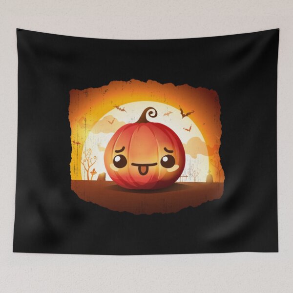Item preview, Cute Pumpkin in a Graveyard - Japanese Style Anime Kawaii Pumpkin designed and sold by JoanneHughes.
