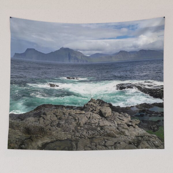 Item preview, Dramatic landscape Fog Sea view Faroe Islands designed and sold by Tanja Dianova.