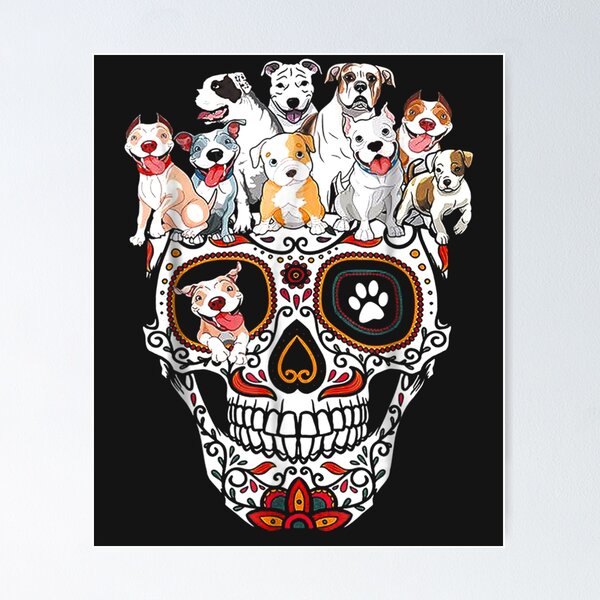 Pitbull Mom Sugar Skull Shirt- Funny Gothic Dog Mom Dad Gift