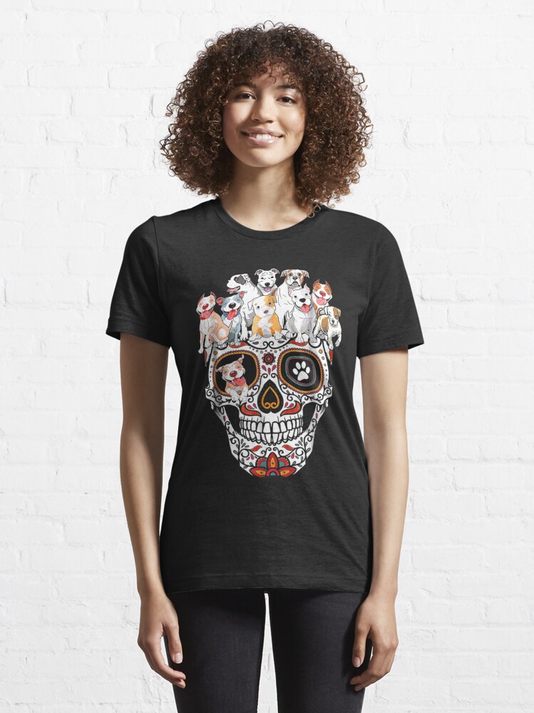 Womens Skull T Shirt Sugar Skull Print Womens T-shirt Gothic 