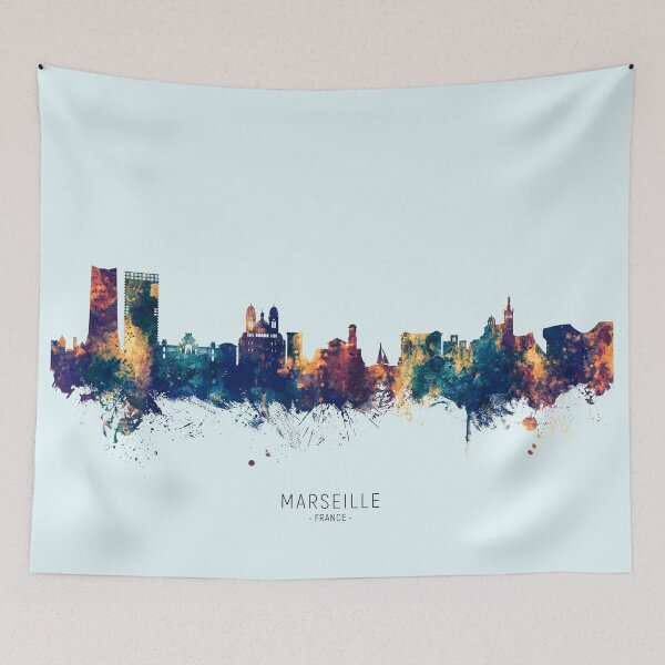 Aperçu de l'œuvre Marseille France Skyline créée et vendue par ArtPrints.