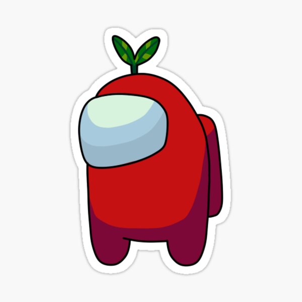 Red Among Us Sprout Hat Sticker By Azumane Redbubble