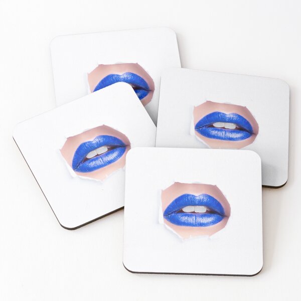 Item preview, Mouth With Blue Lips Breaking Through Paper designed and sold by mikels.