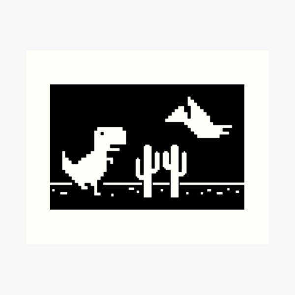 Night Offline T-Rex Game - Google Dino Run | Art Print