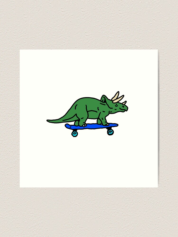 Colorful Triceratops Dinosaur on a Skateboard Art Print for Sale by  adesignworld