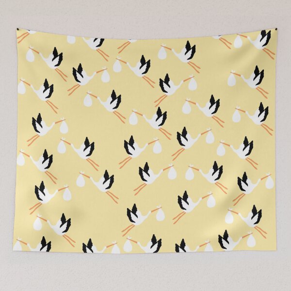 Item preview, Cute Stork Print on Yellow Background designed and sold by kapotka.