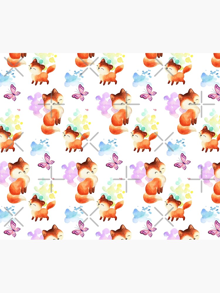 Beautiful Foxes and Butterflies Seamless Patterns by labatchino10