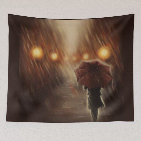 Item preview, Warm Autumn Raining Scene Illustration designed and sold by AlmightyClaire.