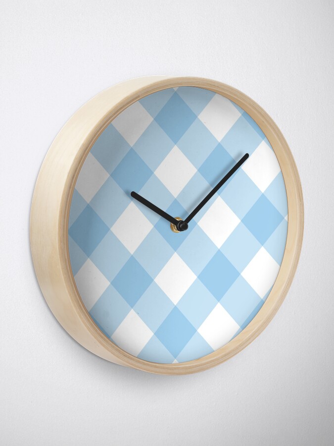 Alternate view of Modern Blue Gingham Pattern Clock
