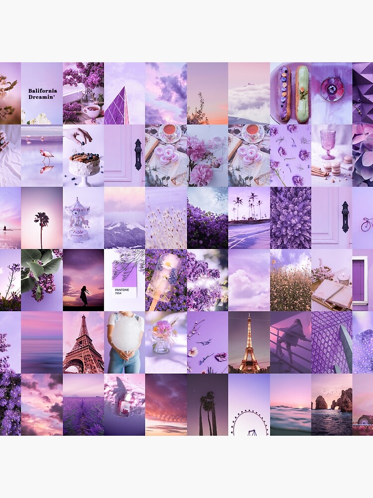 Aesthetic Pictures Romantic Purple Lavender Photo Collage (Dessert, Drinks,  Pantone, Eiffel Tower, Cake, Flowers, Paris, Nature)