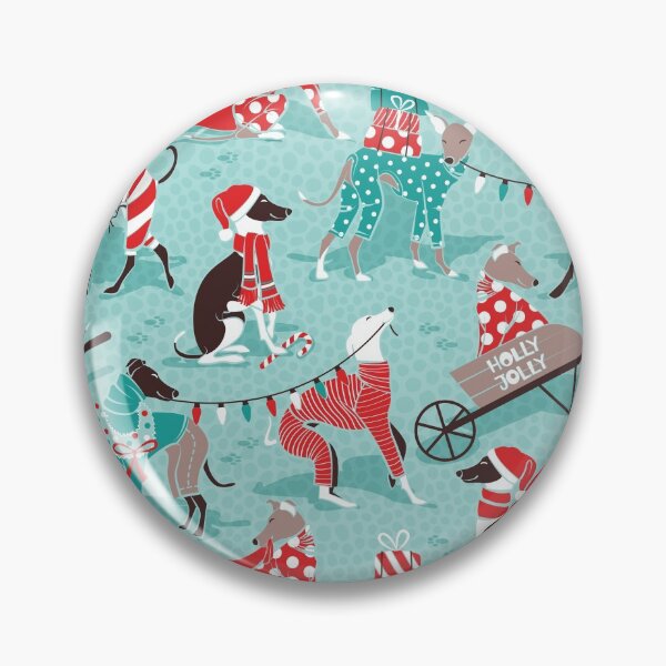 Item preview, Greyhounds Christmas dogwalk // aqua background designed and sold by SelmaCardoso.