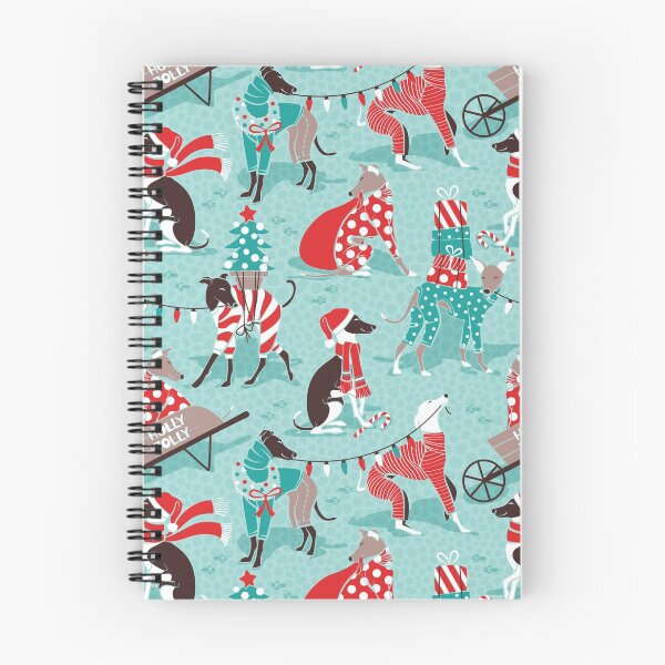 Item preview, Greyhounds Christmas dogwalk // aqua background designed and sold by SelmaCardoso.