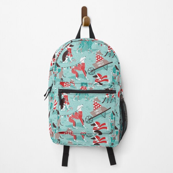 Item preview, Greyhounds Christmas dogwalk // aqua background designed and sold by SelmaCardoso.
